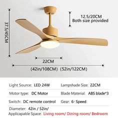 a ceiling fan with light and remote control for living room, bedroom or office area