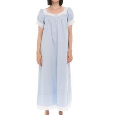 Night Gown Cotton, Vintage Night Dress, Long Night Dress, Blue Nightgown, Sleeping Clothes, Skirts Modest, Nightgown Vintage, Victorian Nightgown, Night Gown Dress