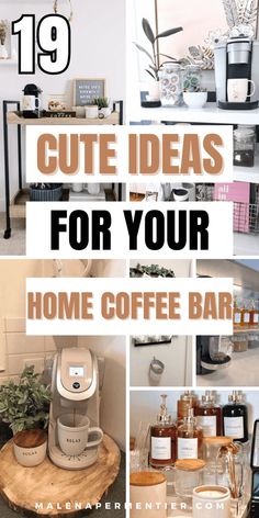 cute home coffee bar ideas Small Home Coffee Bar, Nespresso Coffee Station Ideas Countertop, Coffee Bar Organization Ideas, Am Pm Coffee Wine Bar, Coffee Bar Countertop Ideas, Cute Coffee Station, Bar Styling Ideas, Coffee Station Ideas Countertop, Coffee Machine Table