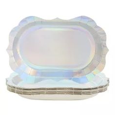 an iridescent plate on a white background