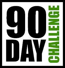 the 90 day challenge logo is shown in black and white with green lettering on it