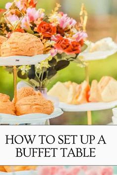 Setting Up a Buffet Table Wedding Buffet Table Setup, Baby Shower Buffet Table, Kitchen Buffet Table, Buffet Tablescapes, Buffet Table Settings, Wedding Buffet Table, Party Buffet Table, Food Display Table