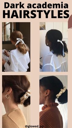 Dark Academic Haircut, Easy Dark Academia Hairstyles, Dark Academia Hair Styles, Academic Hairstyles, Librarian Hairstyle, Dark Academia Aesthetic Hair, Light Academia Nails, Cottagecore Hairstyles Short, Dark Academia Aesthetic Makeup