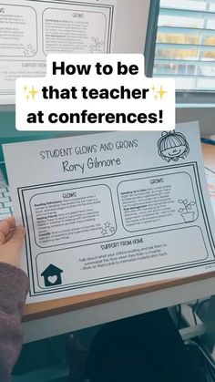 someone is holding up a poster with the words how to be that teacher at confernces