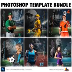 a series of photoshop templates for tennis players