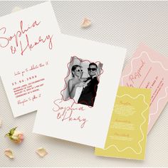 Wedding Editable Template Wedding Shower Invitation Ideas, Engagement Invites, Bold Wedding Invitations, Bright Wedding Colors, Handwritten Wedding, Funky Wedding, Retro Wedding Invitations, Colorful Wedding Invitations, Bright Wedding