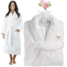 This is super deluxe #bathrobe made from #luxury 100% cotton terry yarn with #Bride_Fancy_Flower logo with your custom text.