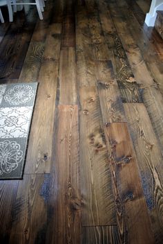 wood flooring with white chairs and table in the background