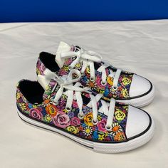 Converse All Stars Youth Floral Shoes Size 13 Low Sneakers New! Playful Multicolor Sneakers With Rubber Sole, Multicolor Round Toe Skate Shoes For Spring, Multicolor High-top Sneakers For School, Spring Low-top Skate Shoes For School, Playful Multicolor Round Toe Sneakers, Playful Multicolor Spring Sneakers, Fun Sneakers With Rubber Sole And Round Toe, Multicolor School Sneakers With Rubber Sole, Multicolor Skate Shoes With Rubber Sole For Spring