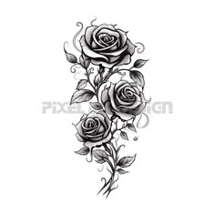 a black and white rose tattoo design