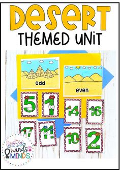 the desert theme is shown with numbers and letters on it, including one for each number