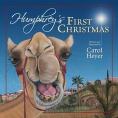 a close up of a book with a camel on it's face and the title humphry's first christmas