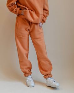 Papaya Orange ultra cozy fleece // sweatpants Sweatpants And Hoodie Outfit, Papaya Color, Sweatpants And Hoodie, Tall People, Orange Outfit, Sweat Set, Fleece Sweatpants, Hoodie Outfit, Drawing Clothes