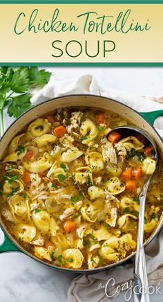 chicken tortellini soup in a large pot with a mix of vegetables and seasonings. Tortellini Chicken, Crockpot Tortellini, Cozy Cook, Sausage Tortellini Soup, Chicken Tortellini Soup, Comfort Soup Recipes, Chicken Tortellini, Chicken Spinach, Crock Pot Recipes