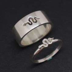 "Snake Wedding and Engagement Ring. You will get a set of 2 rings or 1 ring of your choice. Please write your size/sizes at the personalize section. Base Material: 925 Sterling Silver Men Ring Depth: 9mm (Approximately) Women Ring Depth: 5mm (Approximately) Metal Stamped: 925 Thickness: 1.5mm Ring Size: We can make from US 4 - 14. We accept half-size. Please state after order. SPECIAL ANNOUNCEMENT 1. Please visit https://www.etsy.com/shop/yhtanaff for more designs. 2. Subscribe our newsletter to Snake Wedding, Matching Promise Rings, Snake Gift, Friendship Ring, Couple Set, Her Ring, Couples Ring Set