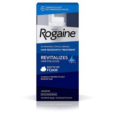 1-month supply of Men's Rogaine 5% Minoxidil Foam hair growth treatment to help treat hair loss, maintain hair density and allow for the regrowth of fuller hair Formulated with 5% Minoxidil, our fast-working hair regrowth treatment works to boost hair follicle activity and hair protein production and is clinically proven to regrow up to 25% more hair Men's hair growth treatment also contains botanical extracts and emollient to help maintain a healthy, conditioned scalp, plus alphahydroxy acid (A Mens Hair Regrowth, Plump Hair, Hair Regrowth Remedies, Hair Growth Secrets, Hair Regrowth Treatments, Hair Thinning, Regrow Hair, Hair Follicles, Grow Hair Faster