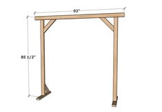 a wooden arbor with measurements for it