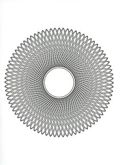 a black and white drawing of a circular object with lines in the shape of a flower