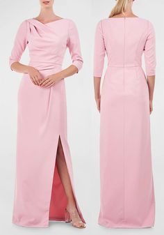 Mother of the Bride dress for Summer Wedding 2023. Soft Pink Mother of the Bride Dress 2023. Pink Mother of the Groom Dress 2023. What to wear for Mother of the Bride 2023. Petal Pink Color Mother of the Bride outfit 2023. Fashionable Summer Mother of the Bride outfits 2023. Mother of the Groom Dresses 2023. Kay Unger New York "Margerite" pleated gown with back princess seams, and asymmetric neckline. Dresses For Winter Wedding, Mother Of The Bride 2023, Bride Dress 2023, Bride Dresses 2023, Petal Pink Color, Mother Of The Groom Outfits, Pink Mother Of The Bride