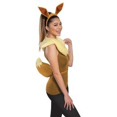 a woman wearing a costume with ears and tail