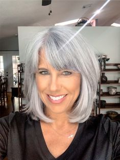 Gray Hairstyles With Bangs, Grey Hair With Bangs, Gray Hairstyles, Grey Hair Transformation, Gorgeous Gray Hair, Grey Hair Inspiration, Beautiful Gray Hair, Gray Hair Cuts, Grey Hair Styles For Women