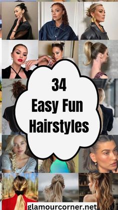 10 Minute Hairstyles, Quick And Easy Work Hairstyles, Fun Hairstyles For Medium Hair, Cool Easy Hairstyles, Easy Party Hairstyles, Fun Hairstyles, Easy Everyday Hairstyles