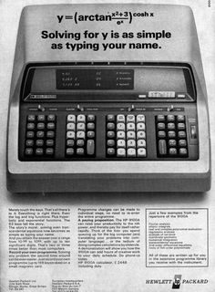 an advertisement for a computer that is in the style of a calculator with words on it