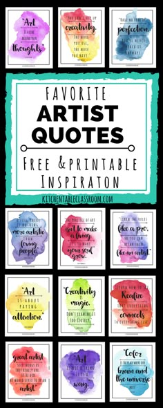 the free printable poster for favorite quotes and sayings in different colors, including watercolor