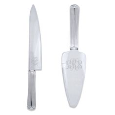 a glass knife with the word monogrammed on it