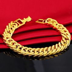 12MM 999 Real Pure Bracelet for Men Women Chain Bracelet Bangles Wristband African Gold Fine Jewelry African Gold Jewelry, Hip Hop Style Men, Color Bracelets, African Gold, Bracelet Art, Christmas Ring, Boys Jewelry, Women Chain, Christmas Style