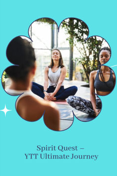 two women in yoga gear sitting on the ground with their hands together and looking at each other