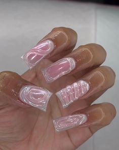 Nail Inspo Clear, Short Airbrush Nails, Nails Acrylic Duck, Dramatic Nails, Nails 3d, Long Acrylic Nail Designs, Diy Acrylic Nails, Drip Nails, Nails Design With Rhinestones