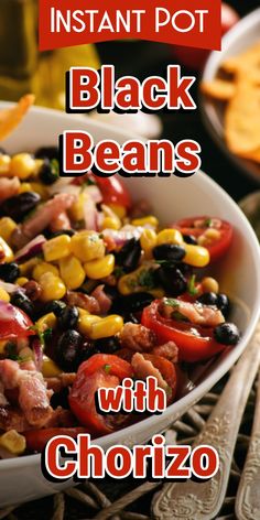 the cover of instant pot black beans with chorizo