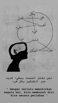 an arabic text is shown above a drawing of a man's head and brain