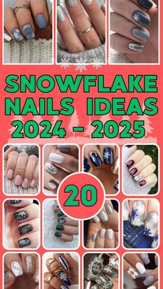 Easy Snowflake Nail Designs, Red Nails With Snowflake, Snowflake Nail Ideas, Winter Short Nails, Snowflake Nail Design, Snowflake Nail, Snowflake Patterns, Winter Designs, Snowflake Nail Art