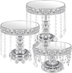 three tiered trays with crystal beads on them