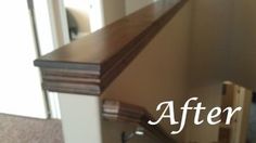 the before and after shot of a wood countertop in a home kitchen with text overlaying it