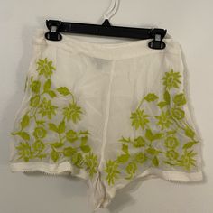 White Embroidered Green Shorts Size 6 Never Worn Summer Cotton Bottoms With Floral Embroidery, Summer Vacation Bottoms With Floral Embroidery, Floral Embroidered Bottoms For Summer Vacation, Summer Floral Embroidered Cotton Bottoms, Floral Embroidery Bottoms For Summer Vacation, Summer Cotton Shorts With Floral Embroidery, Embroidered Summer Vacation Bottoms, Floral Embroidery Shorts For Summer Vacation, Floral Embroidered Cotton Summer Shorts