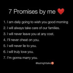 a poem written in black with red heart on the bottom and text that reads, 7 proms by me 1 i am daily going to wish you good morning 2 will always take care of our families