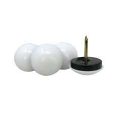 three white balls and a black base with two screws on each side, all in the same direction