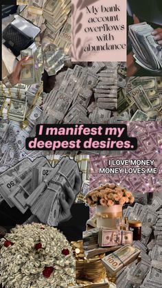 many stacks of money are stacked on top of each other with the words, i want to