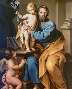 a painting of jesus holding a baby in his lap with two other children around him