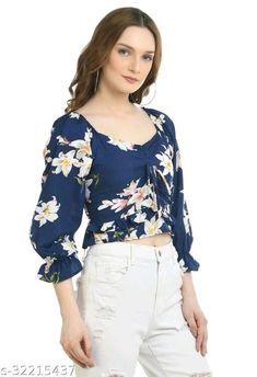 Fabric: Rayon Sleeve Length: Three-Quarter Sleeves Pattern: Printed Multipack: 1 Sizes: S, M, L, XL Style Crop Top, Sleeves Pattern, Women Tops, Three Quarter Sleeves, Kendall Jenner