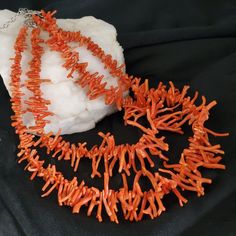 "Chiesa San Michele" Sophisticated Natural Coral Double Necklace. Ideal Condition, Aaa High-Grade Genuine Coral. Coral Branches Size (Largest) 35 Mm - 2.3 Mm And (Smallest) 15 Mm -10mm. Silver-Plated Parts. Source Of Coral - Alghero Is A City On The Northwest Coast Of Sardinia, Italy. 2 Strings, Customize Size 17.5' - 21' With 2' Adjustable Chain. Made For Neiman Marcus. I Ship Fast/Safe Before The Holiday Rush - Treat Yourself Check A Great Selection Of Sterling Silver Unique Jewelry, Quality & Elegant Orange Necklaces With Natural Stones, Luxury Red Coral Necklaces, Luxury Red Coral Necklace, Elegant Red Coral Necklace For Formal Occasions, Elegant Red Coral Necklace For Formal Events, Elegant Red Coral Round Necklace, Elegant Double Strand Coral Necklace, Elegant Orange Necklace With Lobster Clasp, Elegant Round Coral Necklace