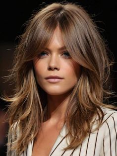 Halle Berry Shag Haircut, Highlights For Bangs, How To Style Hair For Motorcycle Ride, Medium Length Hair Side Bangs, This Hair Hairstyles, Layered Lob Haircut With Curtain Bangs, Medium Long Length Hair Styles, Medium Long Hair Styles For Women, Long Bob With Side Bangs