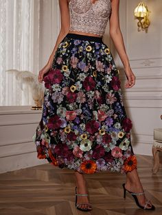 Unleash your inner fashionista with the Amory Flower Embroidered Skirt In Black. This stunning skirt features intricate floral embroidery that adds a touch of elegance and charm. Made with high-quality material, it offers comfort and style. Perfect for any occasion, this skirt will be your go-to for a timeless and chic look. Material: 100% Polyester Stretch Factor: Slight Stretch Clean: Dry clean only Color may vary due to the lighting on images Model is wearing an S Body Maintenance, Shapewear Tops, Jumpsuits And Romper, Embroidered Skirt, Feather Dress, Maxi Dress Green, Embellished Dress, Shop Maxi Dresses, Prom Party Dresses