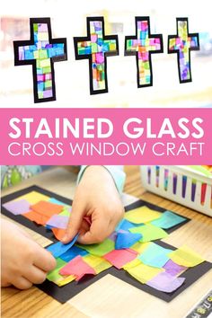 stained glass cross window craft for kids to make