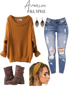 Cute Fall Outfits Amazon, Fall Outfits For Size 12-14, Light Colored Jeans Outfit Fall, Brown Combat Boots Outfit Winter, Outfit For Fall For Women, Women Amazon Outfits, Shein Outfits Fall 2023, Boho Style Winter Fall Outfits, Fall Fashion 2023 Women In 30s