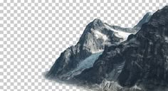 an image of mountains with snow on the top and one mountain in the middle, taken from