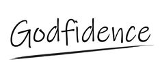 the word godfldence written in black ink on a white background